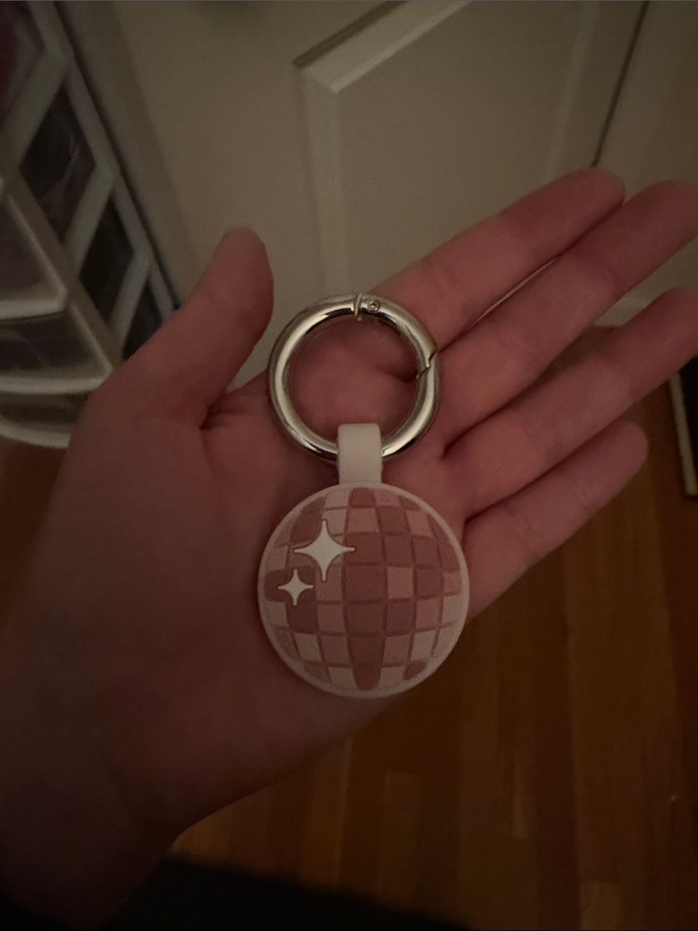 Pink Disco ball bagnet keychain